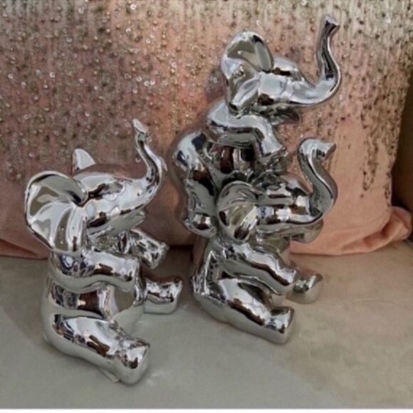 New Elephant set Chrome Silver Good Luck - Picture 5 of 10